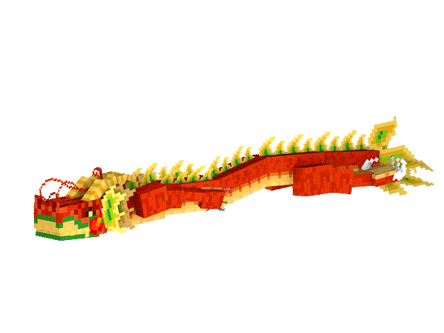 Animation 3D d'un dragon chinois en low poly