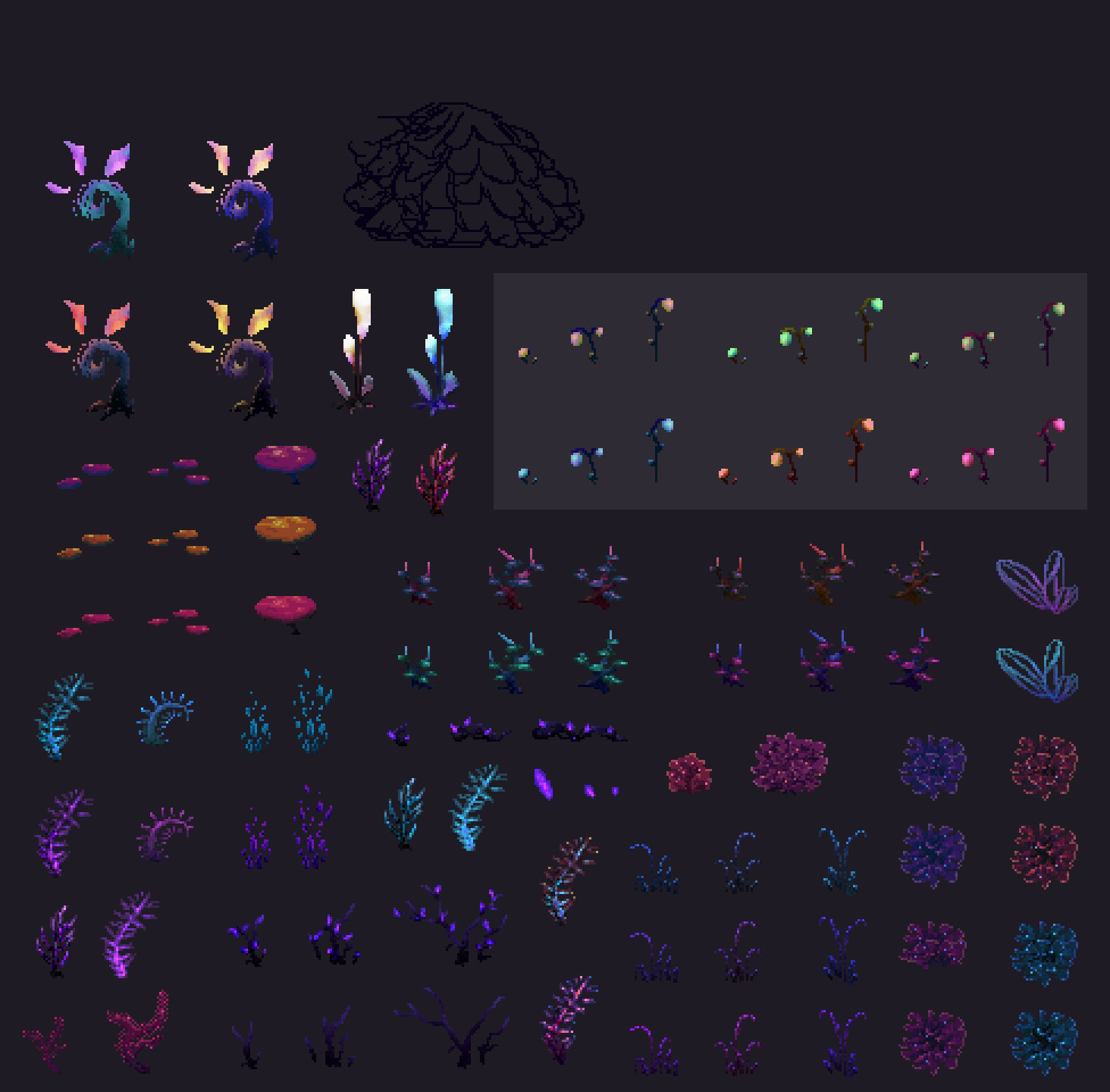 Sprites de Plantes du projet Ashep