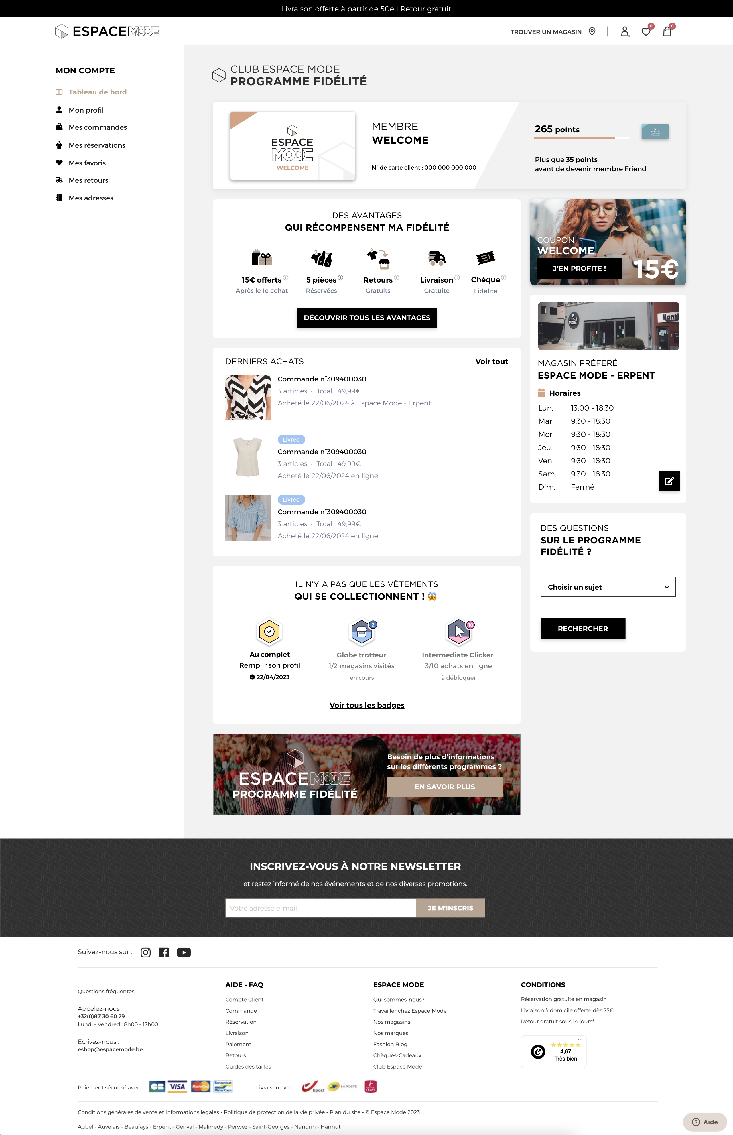 Ecran Espace Mode