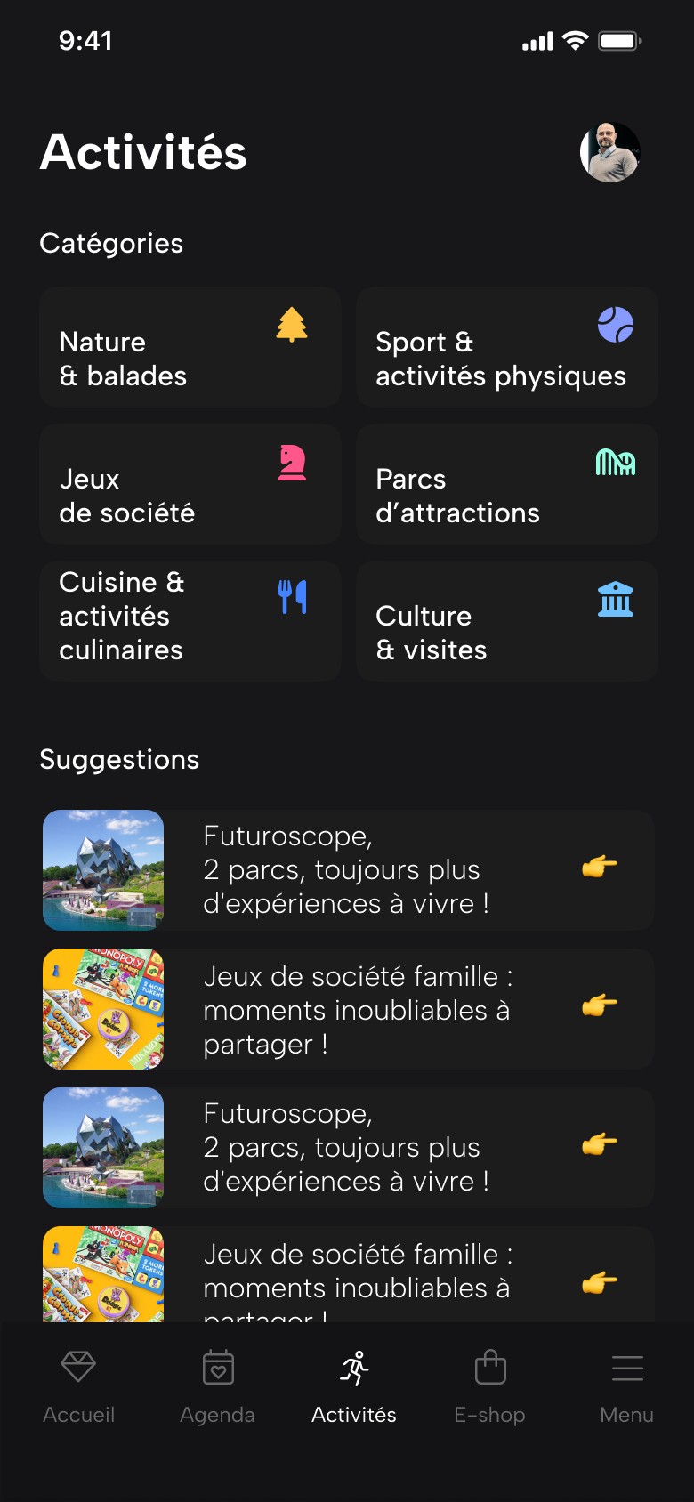 Ecran UX de base